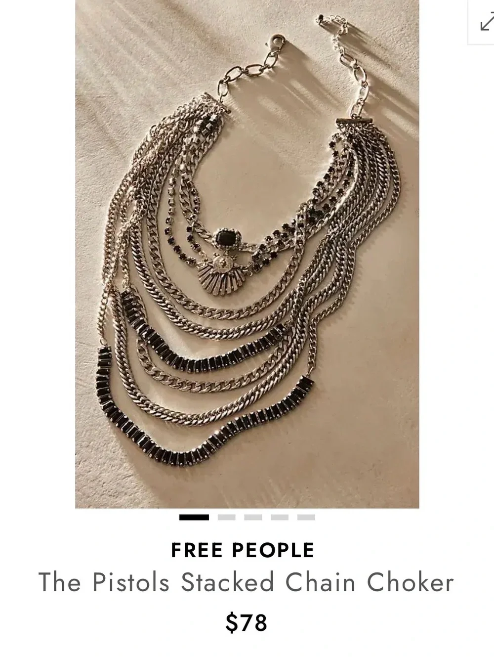 Free People The Pistols Stacked Multi Row Chain Statement Necklace Brass Boho